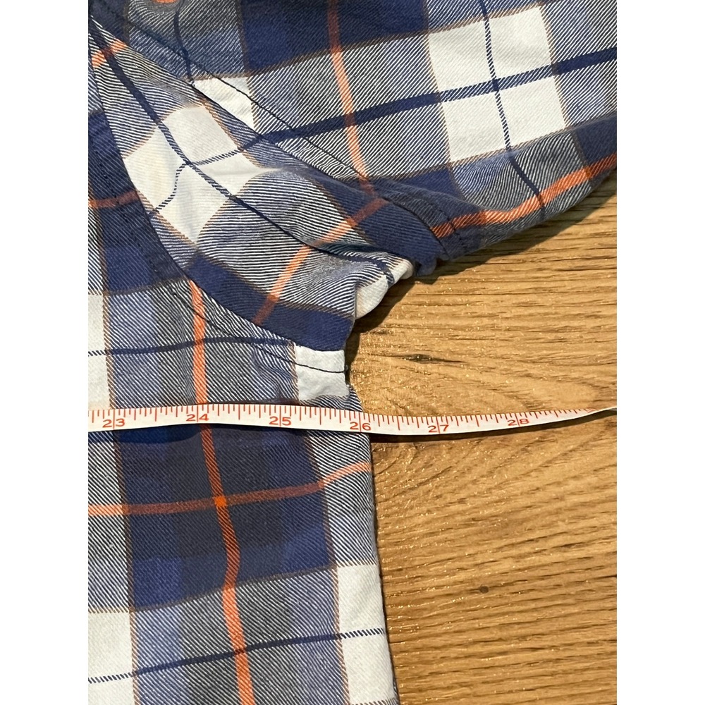 Duluth Trading Co Mens XL Blue Orange Plaid Flannel Button Down Shirt Cotton - Picture 8 of 11